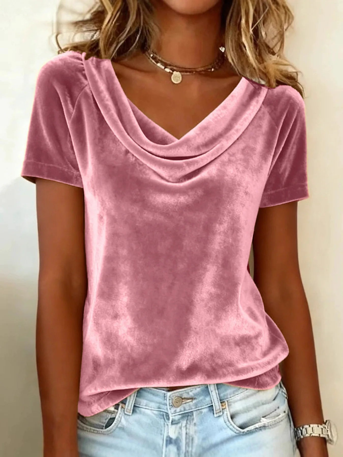 T-shirts amples décontractés de couleur unie pour femmes
