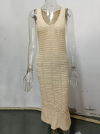 Robe de plage longue à col en V pour femmes