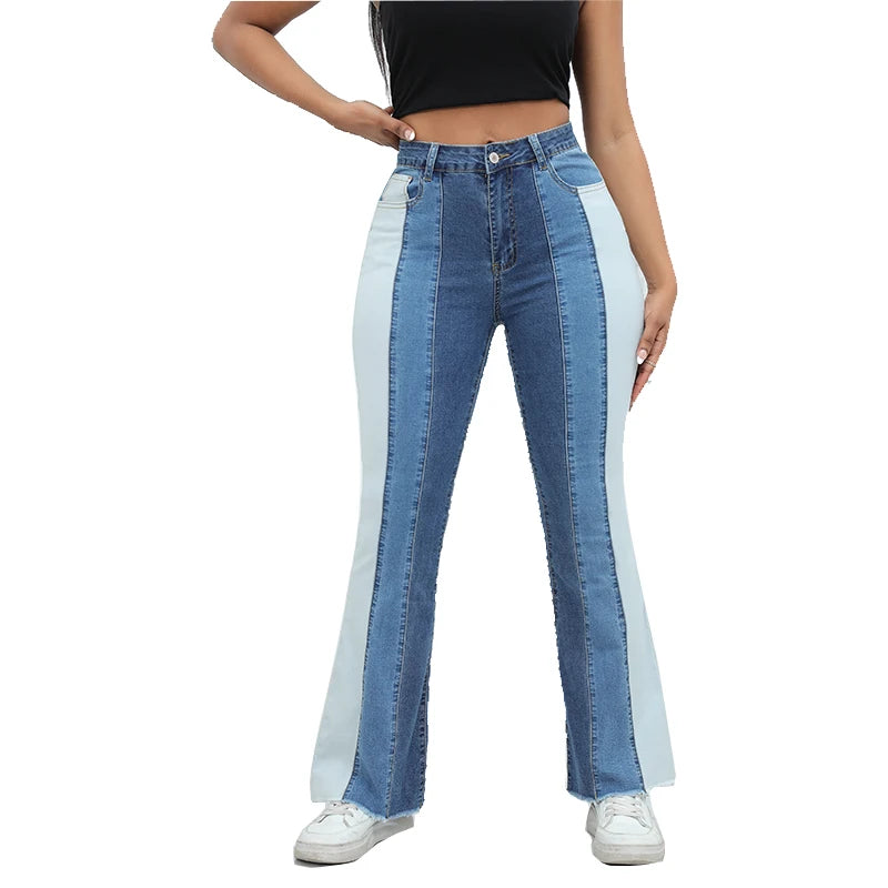 Pantalon en Jeans  taille haute pour femmes