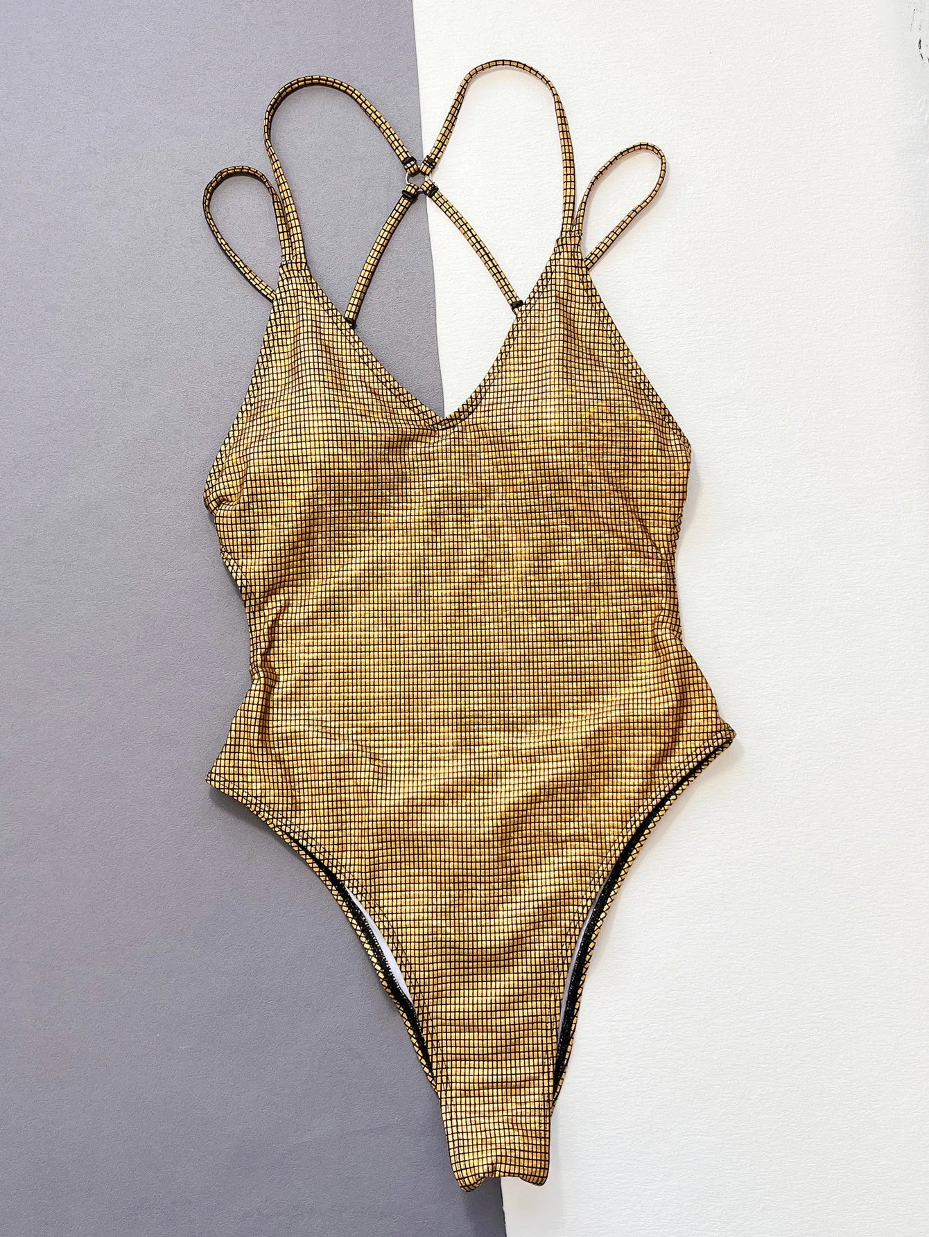 Body moulant doré à sequins pour femmes