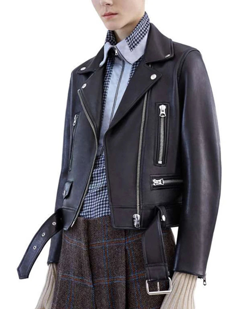 Blouson en similicuir noir pour femmes