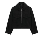 Manteau en laine avec fermeture éclair de luxe pour femmes