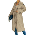 Manteau coupe-vent à double boutonnage pour femmes