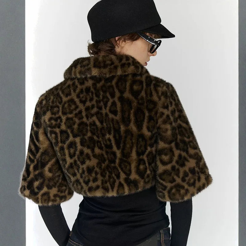 Veste courte imprimée léopard pour femmes
