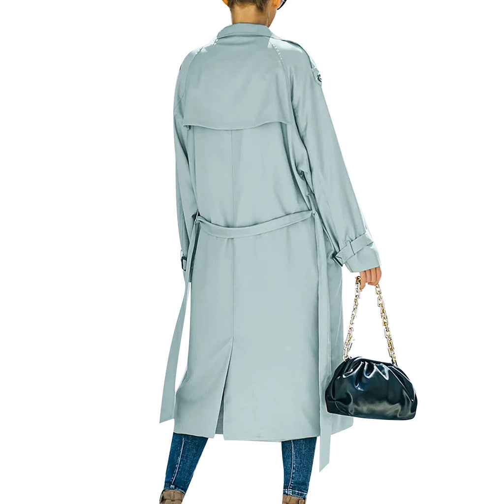 Manteau coupe-vent à double boutonnage pour femmes