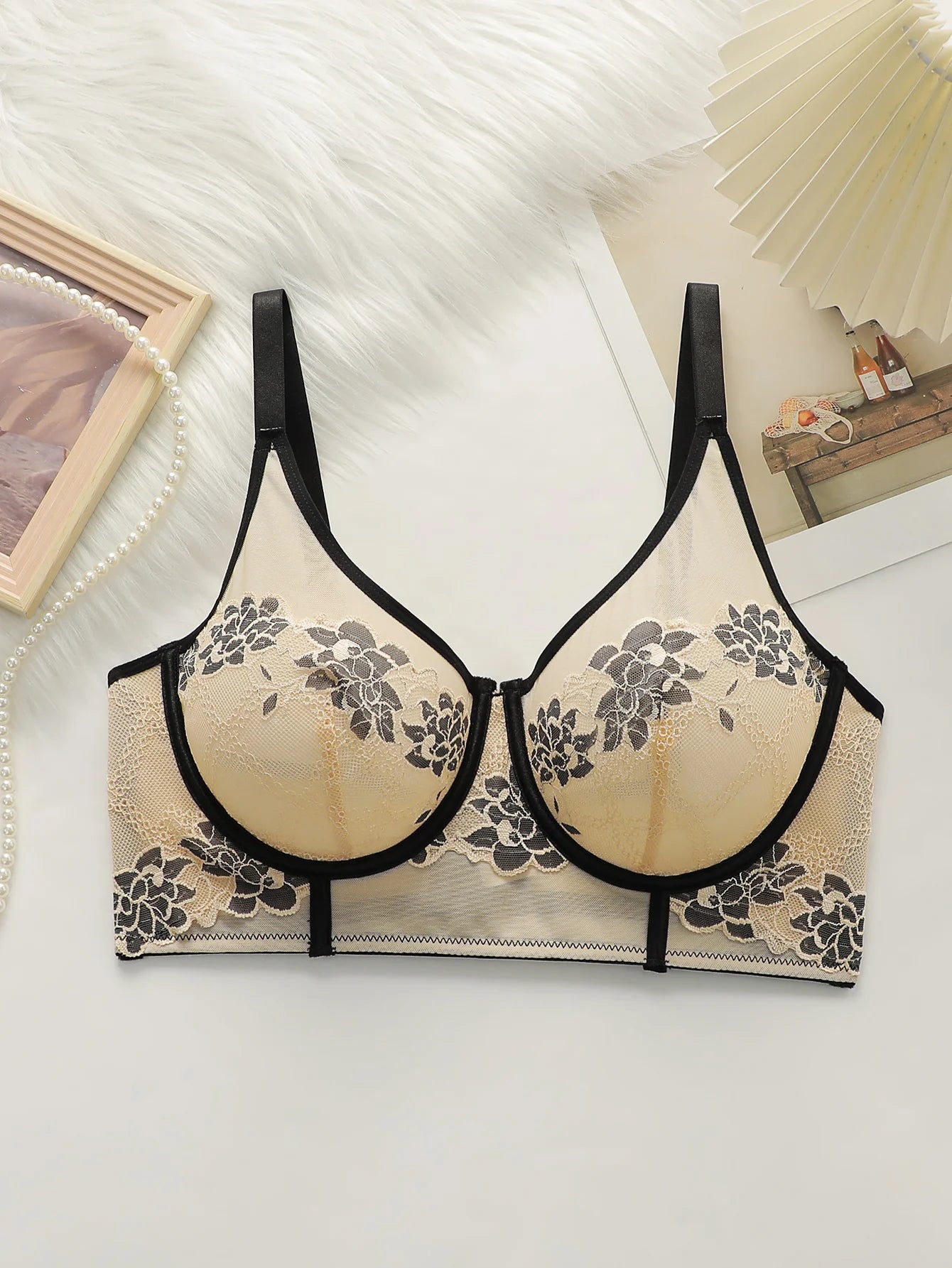 Soutien-gorge sexy en dentelle brodée pour femmes