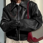 Veste en cuir ample et tendance pour femmes