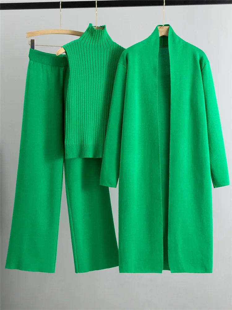 Ensemble 3 pièces cardigans longs pour femmes