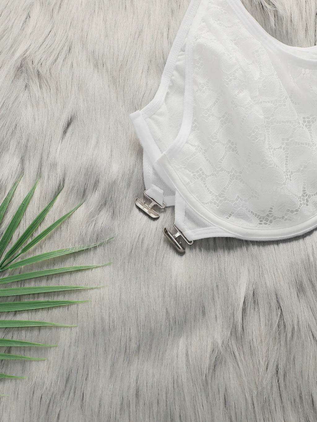 Soutien-gorge grande taille en dentelle brodée avec bouton avant pour femmes