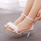 Sandales en dentelle blanche pour femmes