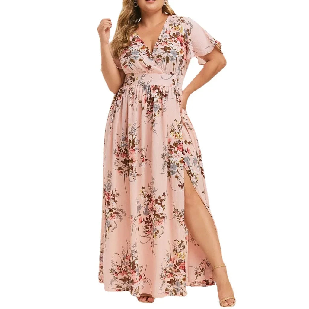 Robe fendue imprimée pour femmes