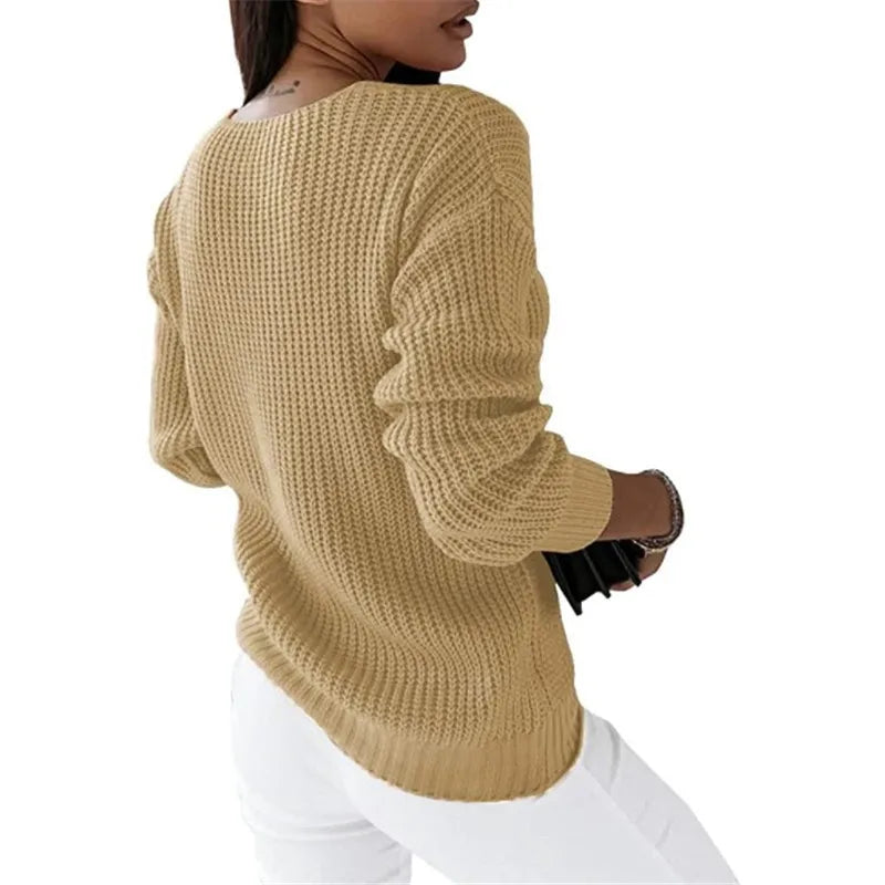 Pull ample en maille et manches longues pour femmes