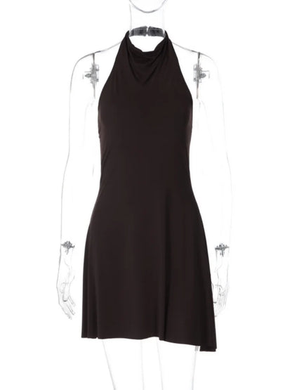 Robe femme marron moulante asymétrique dos nu
