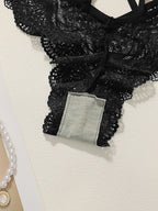 Ensemble de lingerie sexy en dentelle brodée en V profond pour femmes
