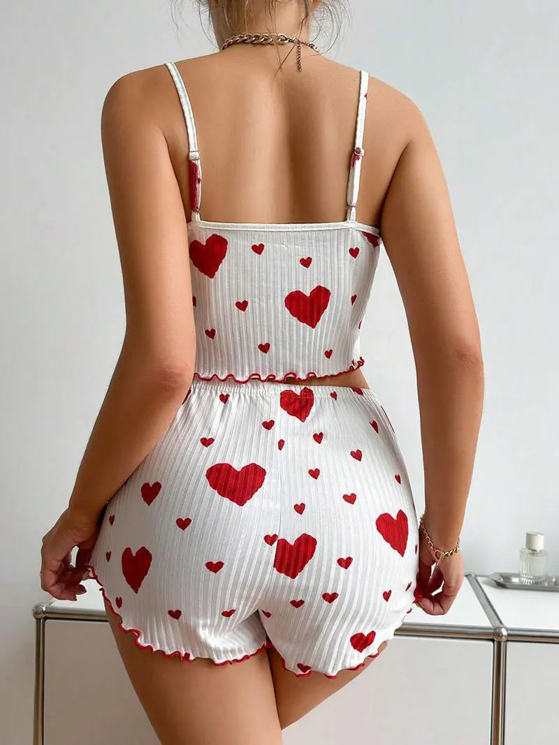 Ensemble pyjama avec débardeurs à fines bretelles + shorts pour femmes