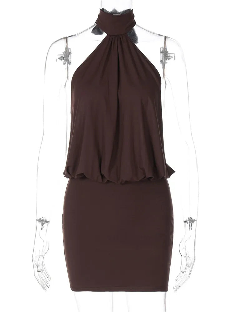 Mini-robe femme moulante dos nu à col halter