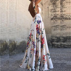 Robes longues sans manches à imprimé floral pour femmes