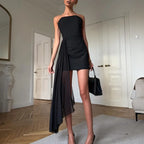 Robe longue asymétrique à lacets pour femmes