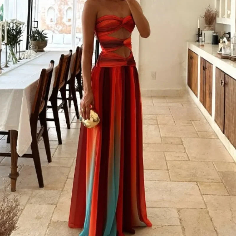 Robe longue de plage bleue pour femmes
