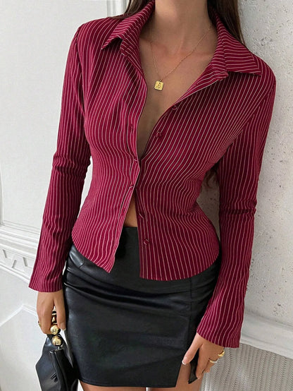 Chemise Rayée Femme – Manches Évasées