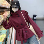 Veste avec ceinture à la taille et épaulettes pour femmes