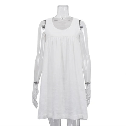 Robe Débardeur Blanche Femme – Coton Froissé