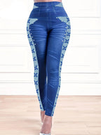 Legging en denim imprimé en 3D pour femmes