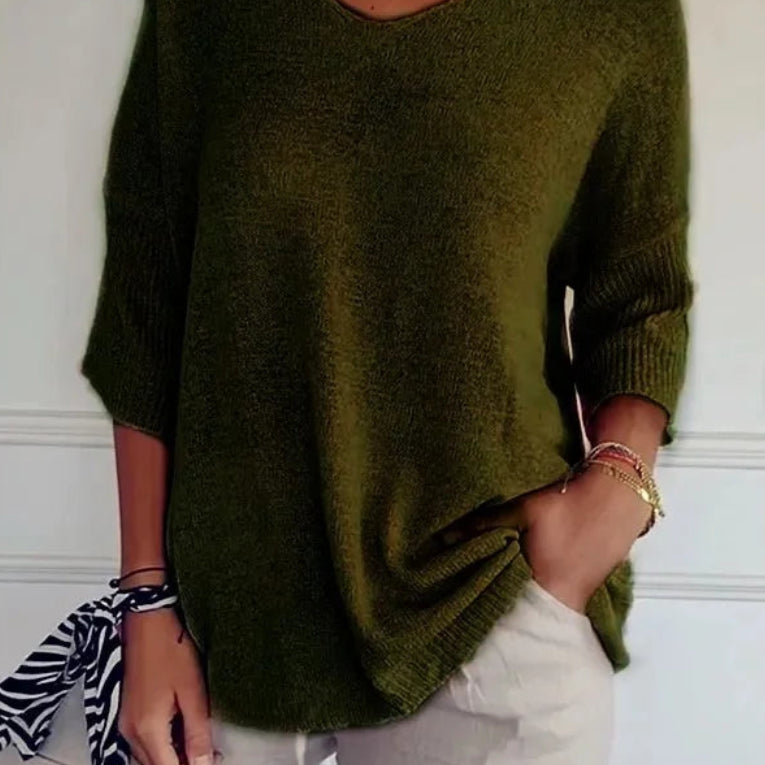 Pull décontracté à col en V pour femmes