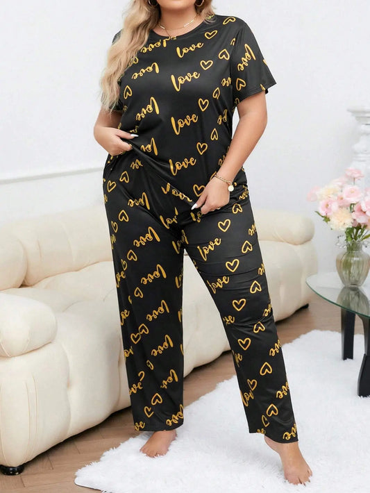 Pyjama Femme – Imprimé Cœurs et Lettres