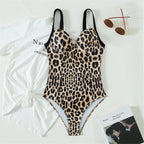 Maillot de bain une pièce imprimé léopard avec soutien-gorge à armatures pour femmes