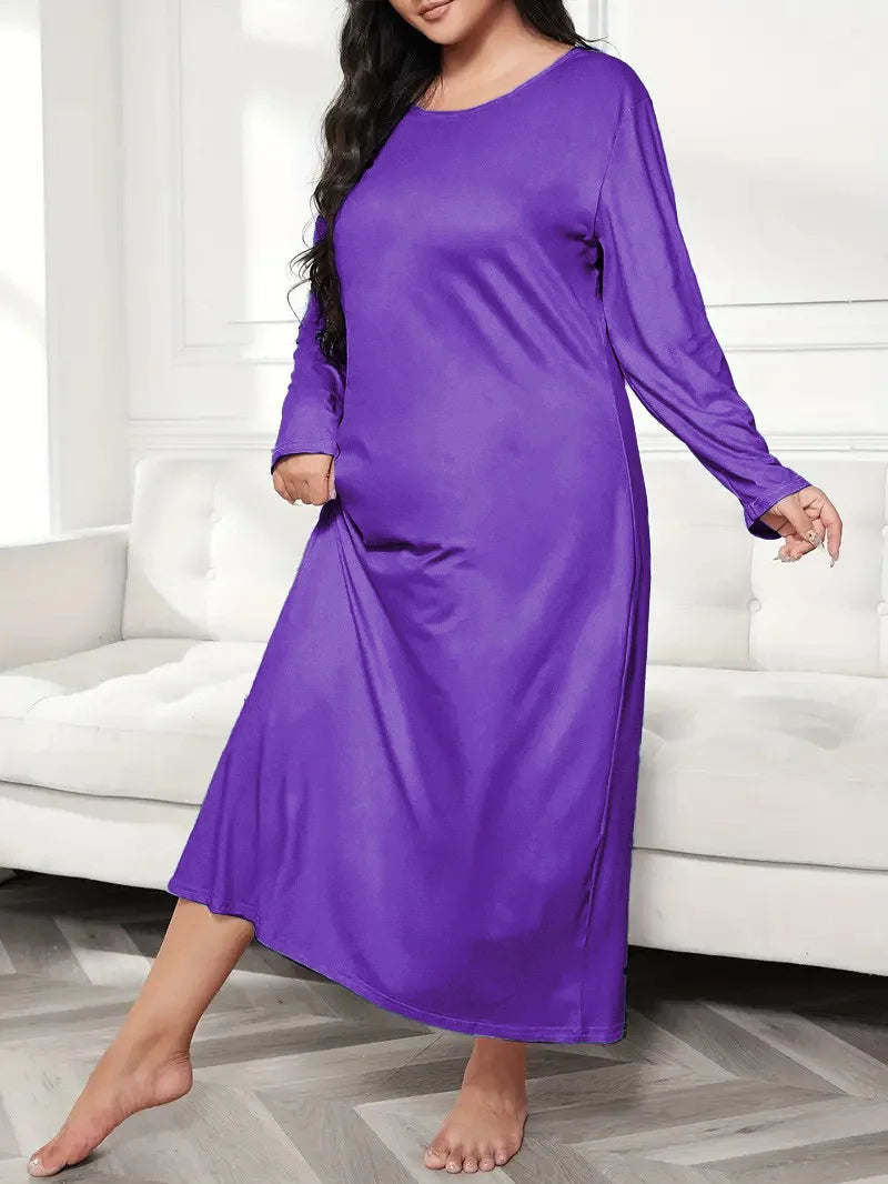Robe de Nuit Grande Taille Femme – Coupe Ample et Manches Longues