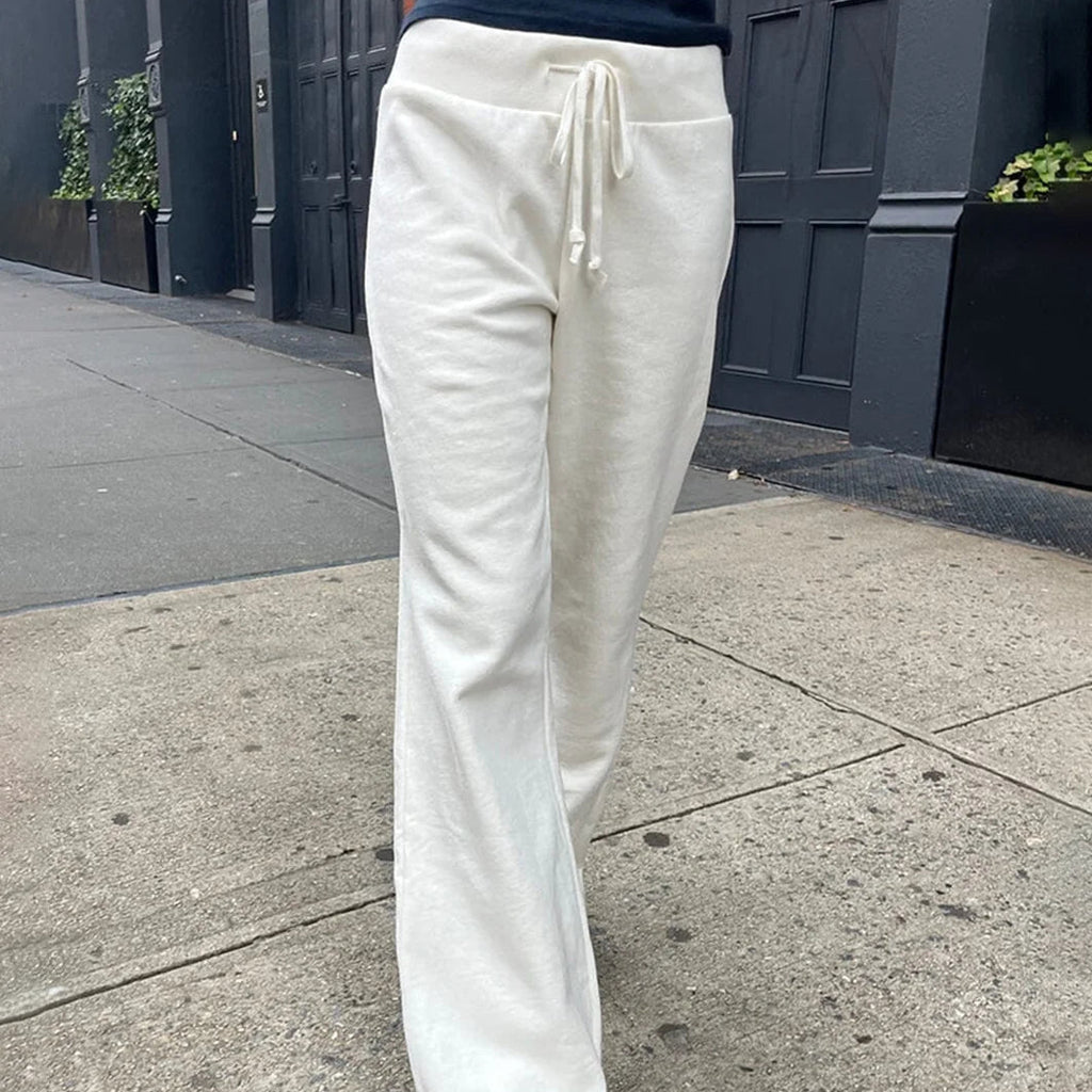 Pantalon de survêtement taille haute à ourlet brut pour femmes