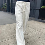 Pantalon de survêtement taille haute à ourlet brut pour femmes