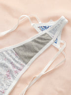 Ensemble 3 pièces string à motif pour femmes