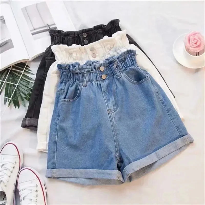 Shorts en jean amples coupe trapèze pour femmes