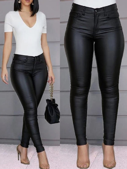 Pantalon Similicuir Femme – Taille Haute Extensible