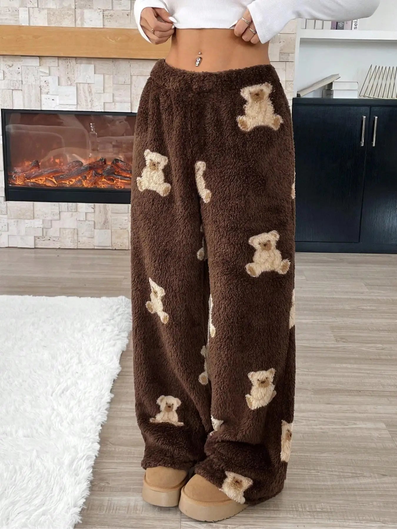 Pantalon large à imprimé léopard pour femmes