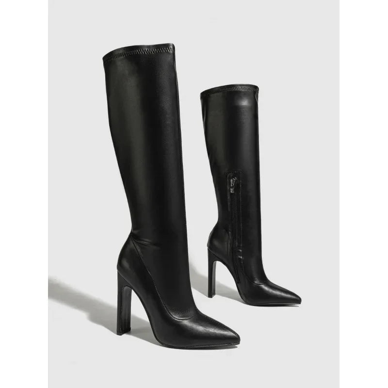 Bottes élégantes à bout pointu et à talons hauts pour femmes