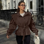 Veste décontracté à lacets mince pour femmes