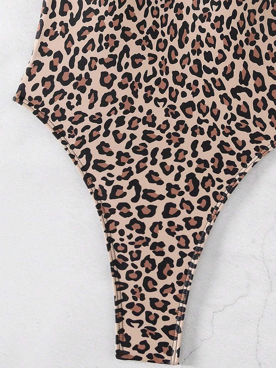 Maillot de bain une pièce imprimé léopard pour femmes