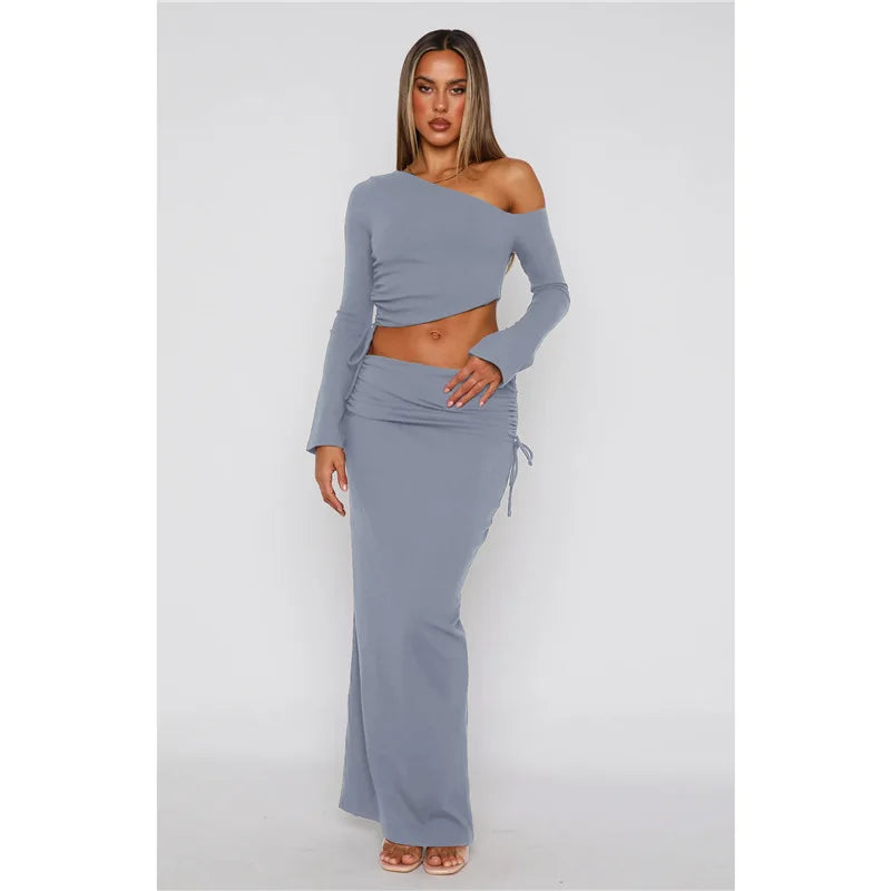Ensemble robe longue et haut à manches longues pour femmes