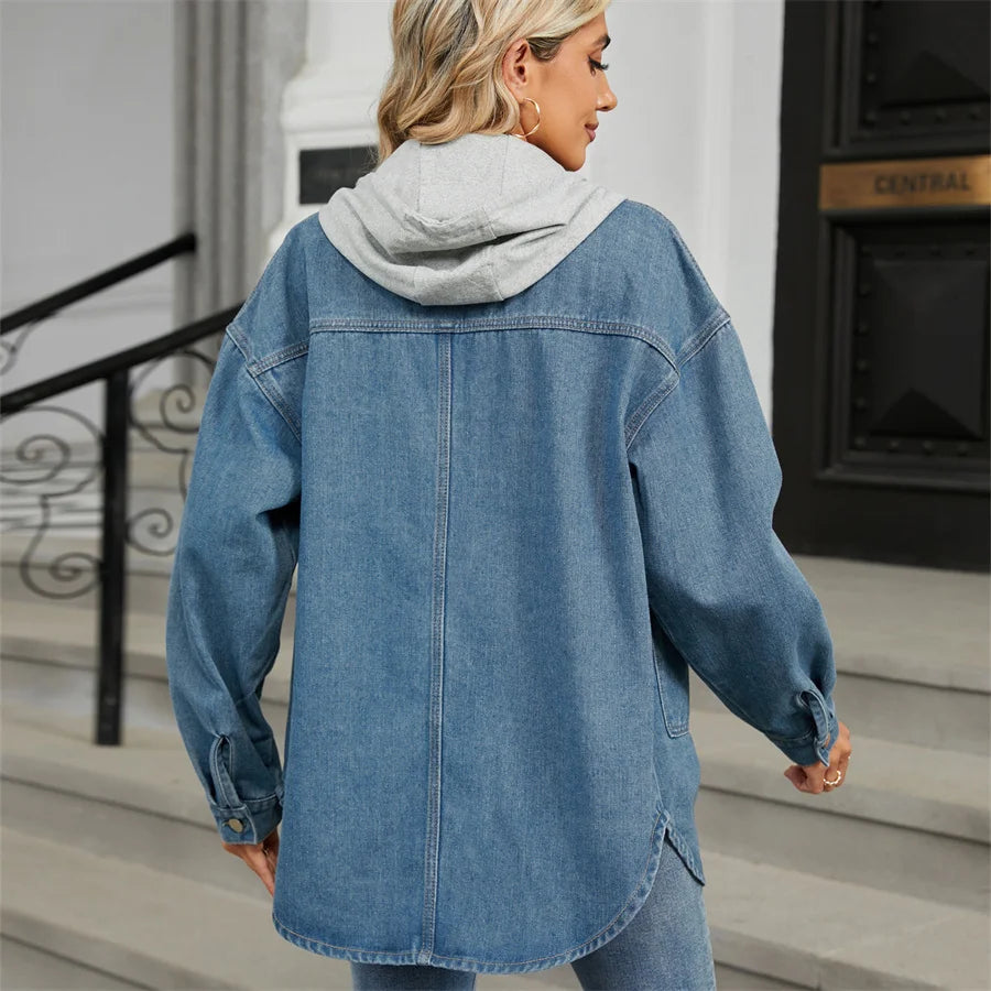 Veste en jean oversize à simple boutonnage pour femmes