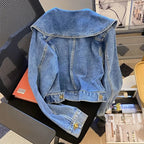 Veste en jean à col de poupée pour femmes