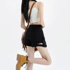Short en jean taille haute pour femmes