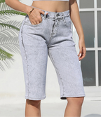 Shorts pantacourt taille haute en jean pour femmes