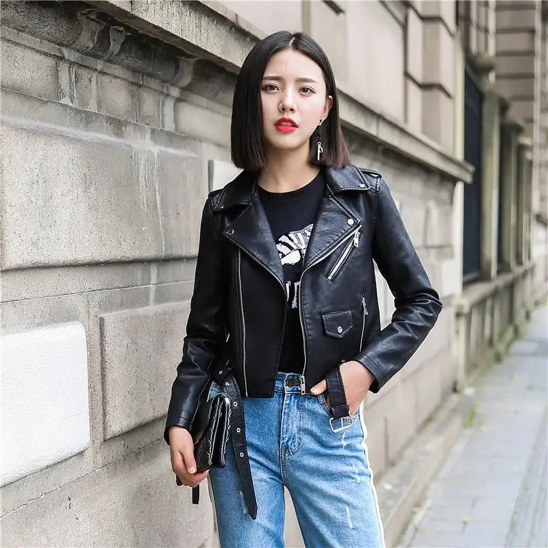 Blouson en similicuir PU femmes