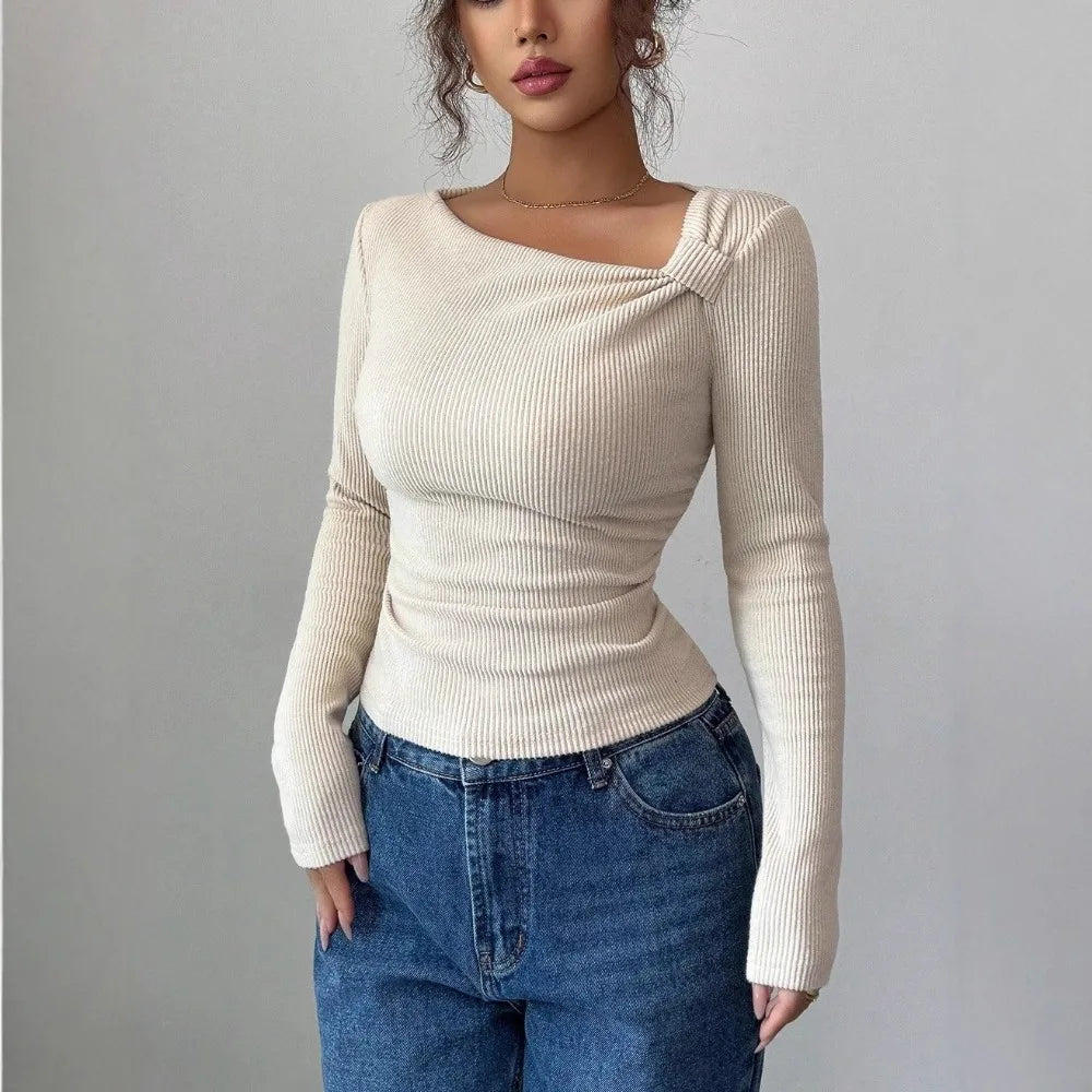 T-Shirt asymétrique plissé pour femme