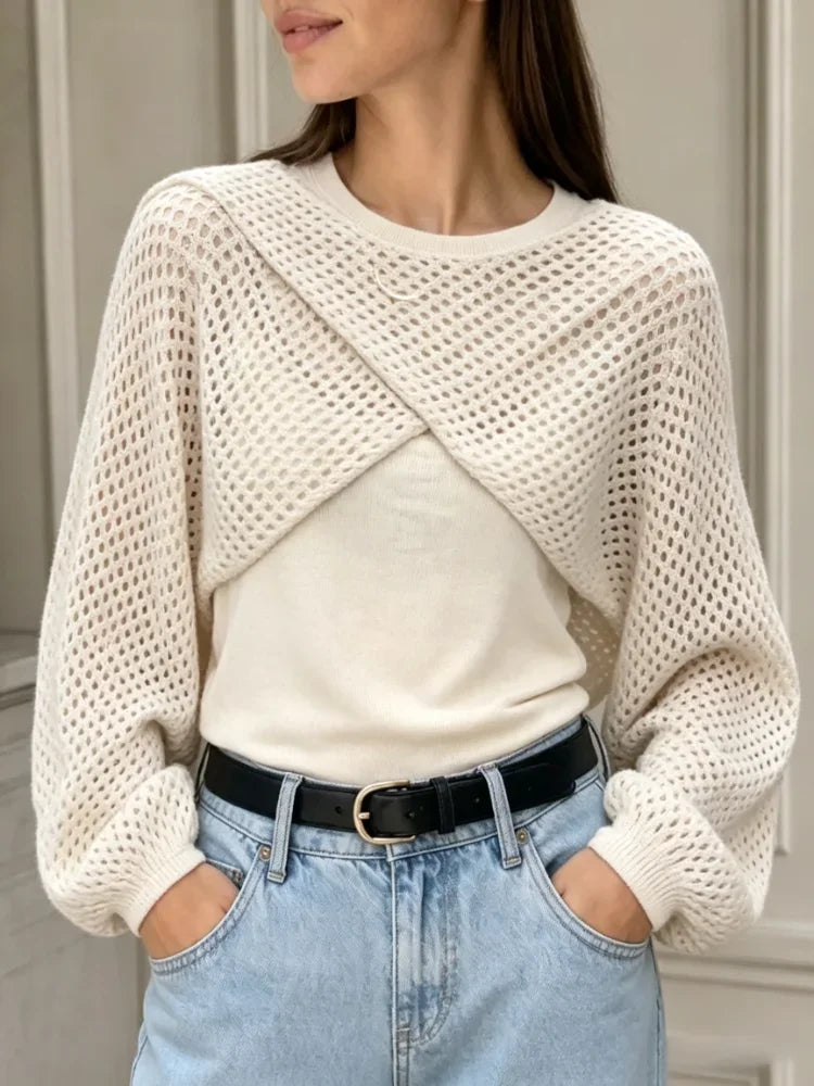 Ensemble en Maille Femme – Haut Court et Débardeur Streetwear