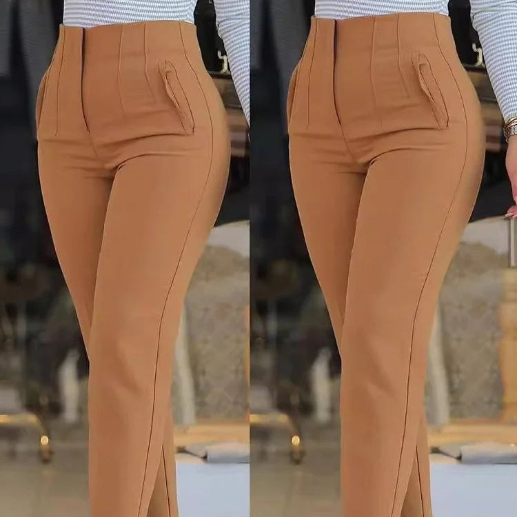 Pantalon plissé à fermeture éclair pour femmes