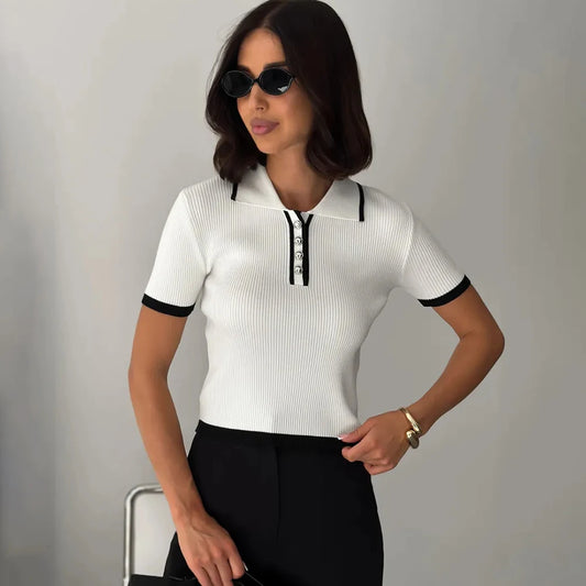 Pull Femme – Col et Manches Courtes
